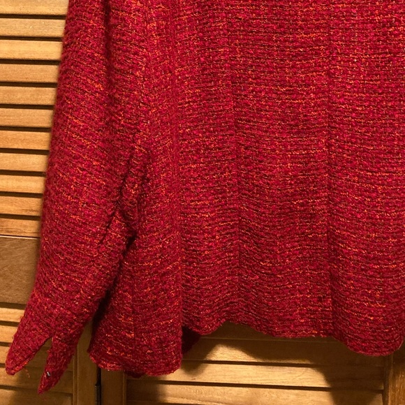 Coldwater Creek Red Waterfall Boucle Draped Collar Jacket - Picture 14 of 16